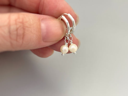Handmade Sterling Silver Vegan Pearl Drop Earrings