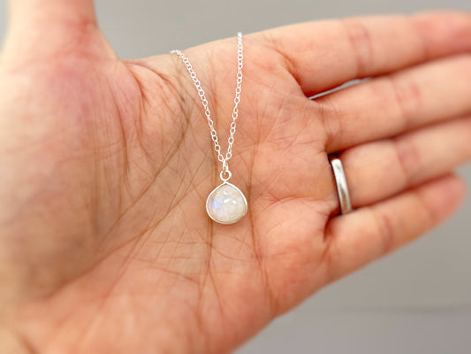 Dainty Sterling Silver Moonstone Necklace