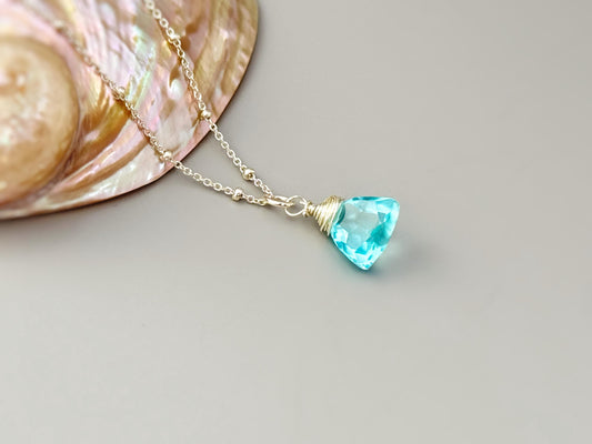 Handmade Sky Blue Topaz Briolette Necklace