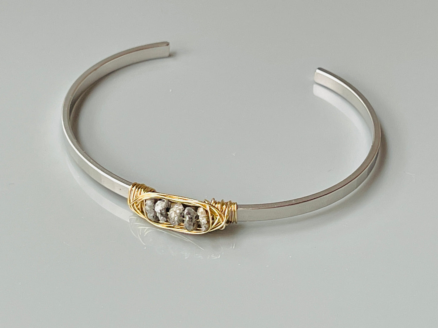Handmade Organic Raw Diamond Cuff Bracelet