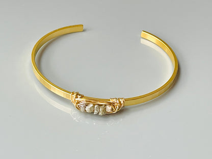 Handmade Organic Raw Diamond Cuff Bracelet