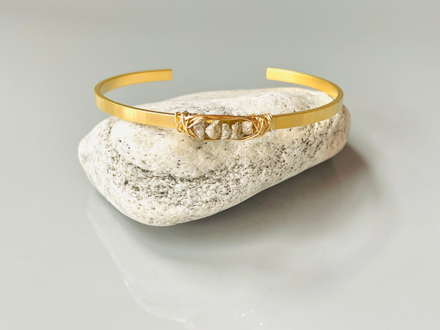 Handmade Organic Raw Diamond Cuff Bracelet