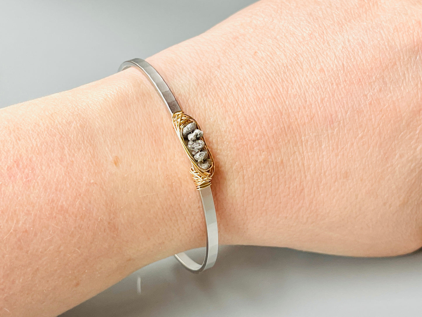 Handmade Organic Raw Diamond Cuff Bracelet