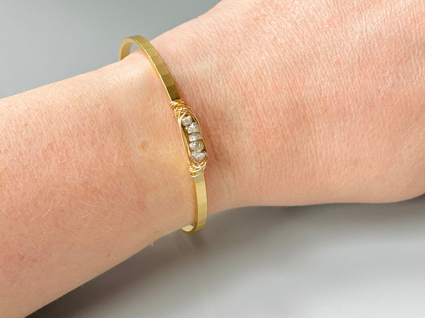 Handmade Organic Raw Diamond Cuff Bracelet