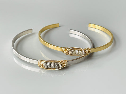 Handmade Organic Raw Diamond Cuff Bracelet