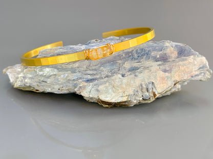 Handmade 14k Gold Fill Hammered  Opal Cuff Bracelet