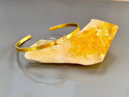 Handmade 14k Gold Fill Hammered  Opal Cuff Bracelet