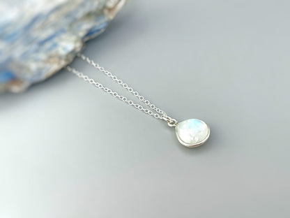 Dainty Sterling Silver Moonstone Necklace
