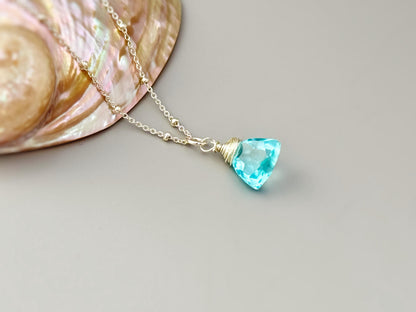 Handmade Sky Blue Topaz Briolette Necklace
