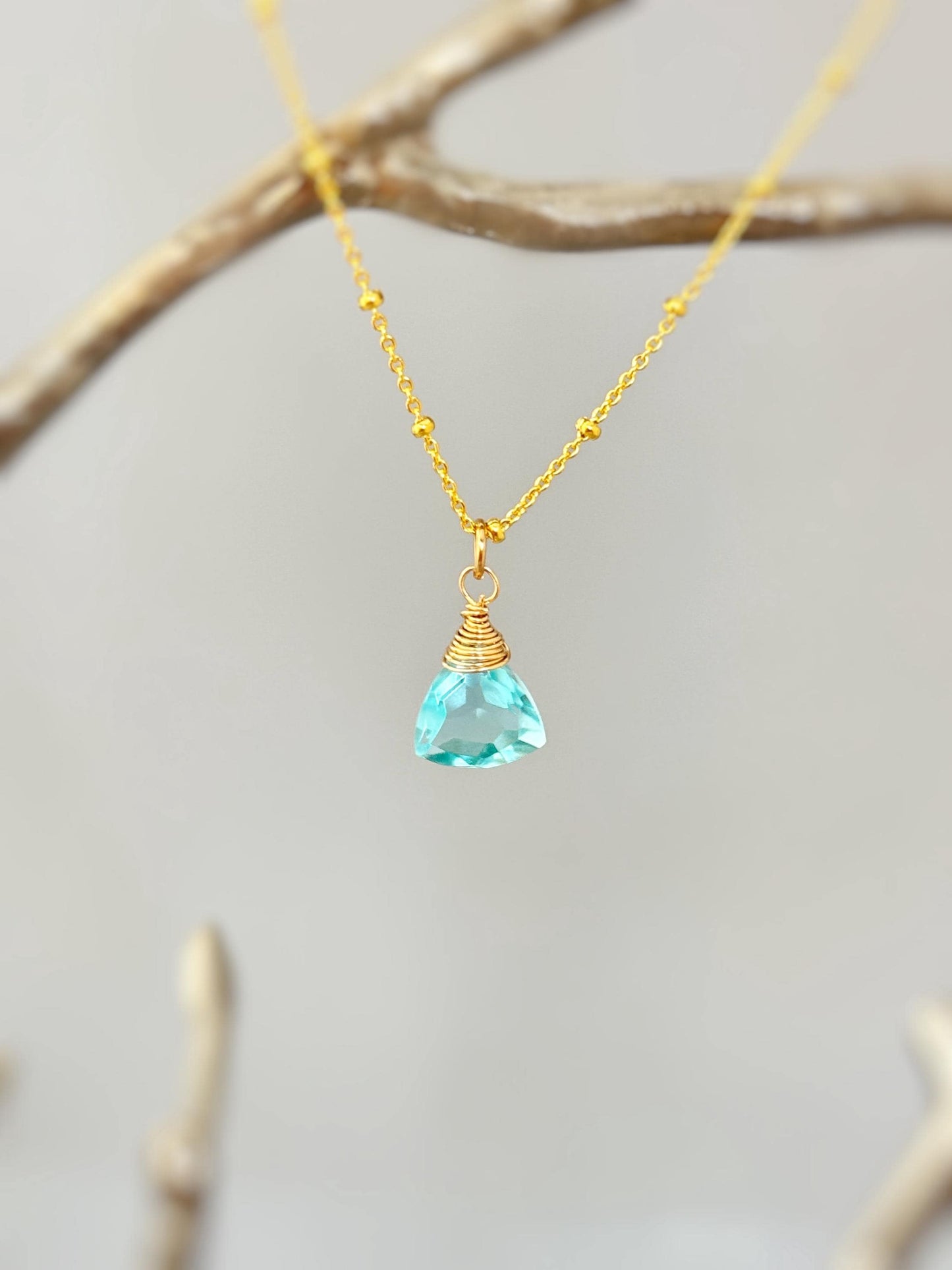 Handmade Sky Blue Topaz Briolette Necklace