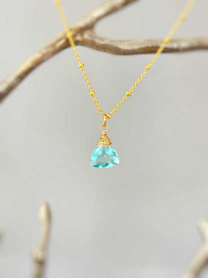 Handmade Sky Blue Topaz Briolette Necklace