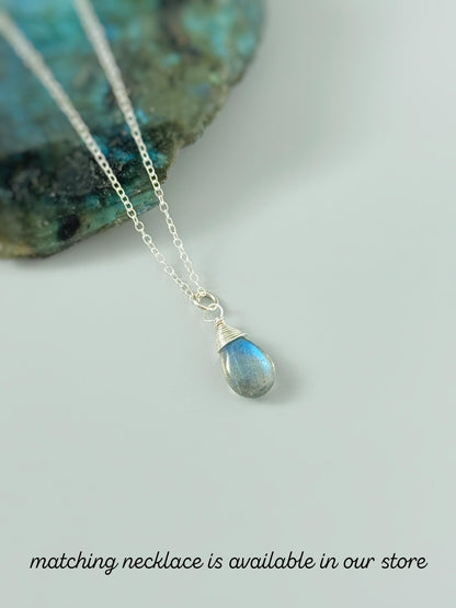 Delicate Labradorite Dangle Earrings - Handmade Teardrop Gemstone Earrings for Women