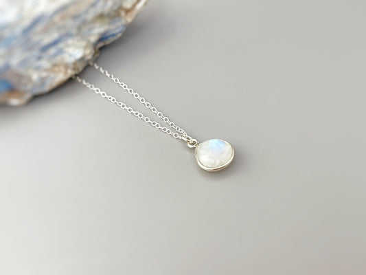 Dainty Sterling Silver Moonstone Necklace