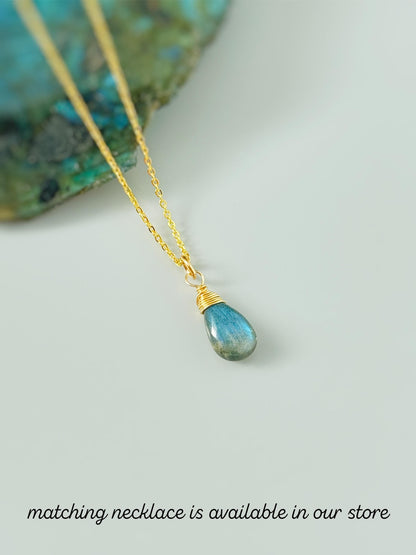 Delicate Labradorite Dangle Earrings - Handmade Teardrop Gemstone Earrings for Women