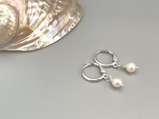Handmade Sterling Silver Vegan Pearl Drop Earrings