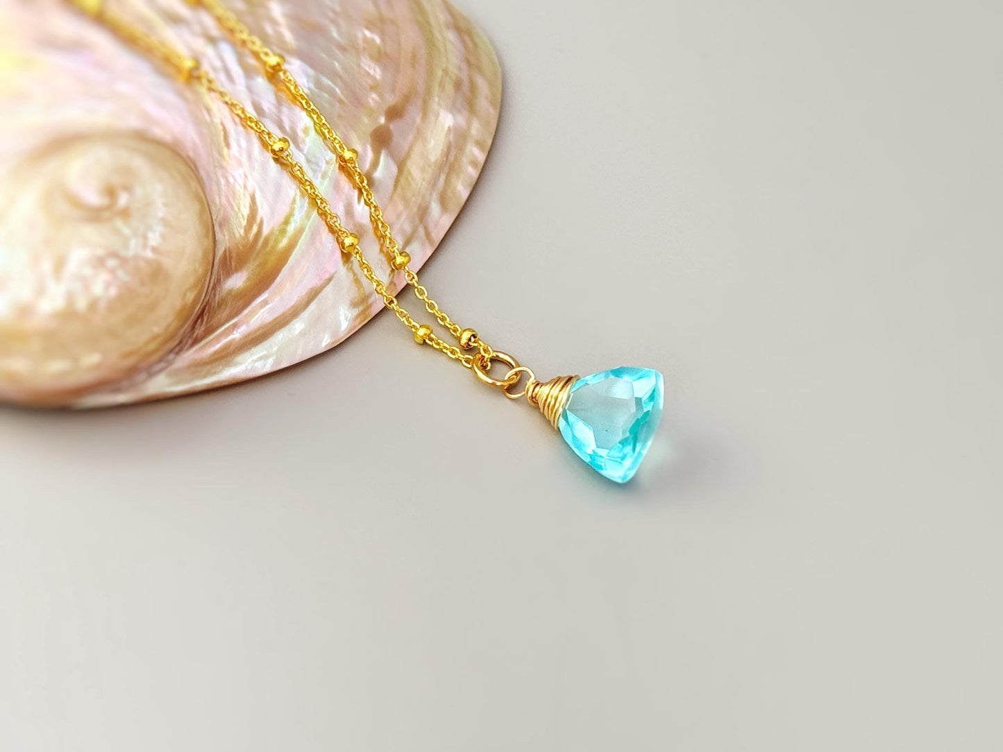 Handmade Sky Blue Topaz Briolette Necklace