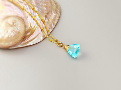 Handmade Sky Blue Topaz Briolette Necklace